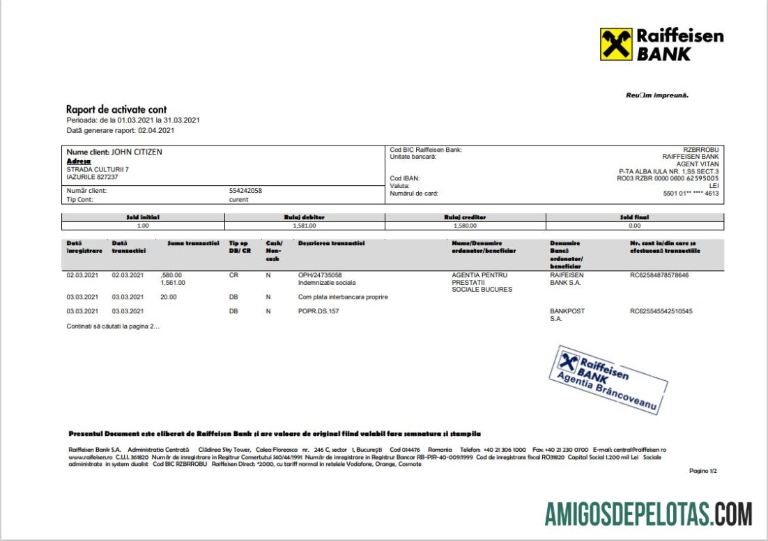 Exemplo do Banco Raiffeisen da Romênia